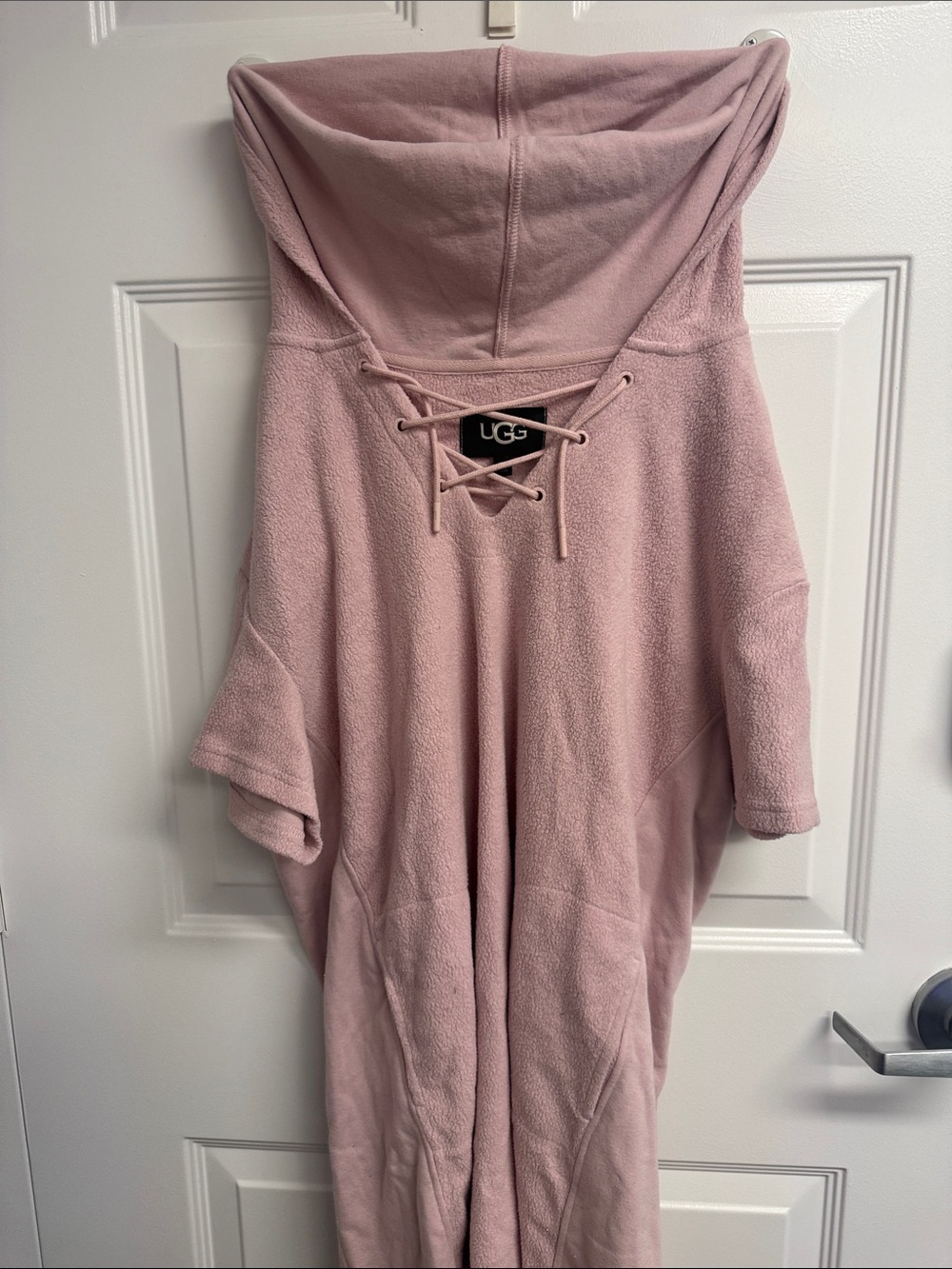 UGG Blush Pink Lace-Up Hooded Fleece Dress